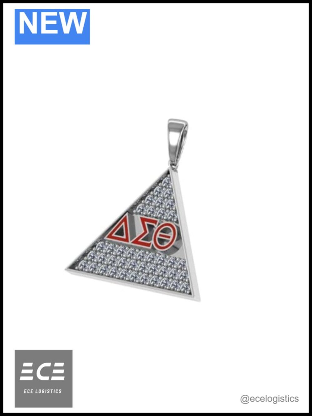 Sterling Silver Delta Sigma Theta Triangle Pendant Necklace 18"